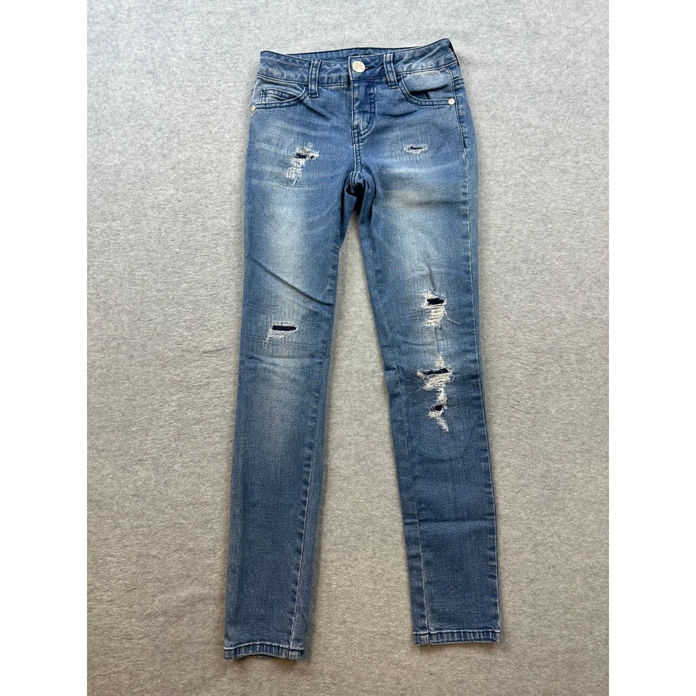 Justice Girls Simply Low Super Skinny Distressed Jeans Medium Wash Size 10 Slim